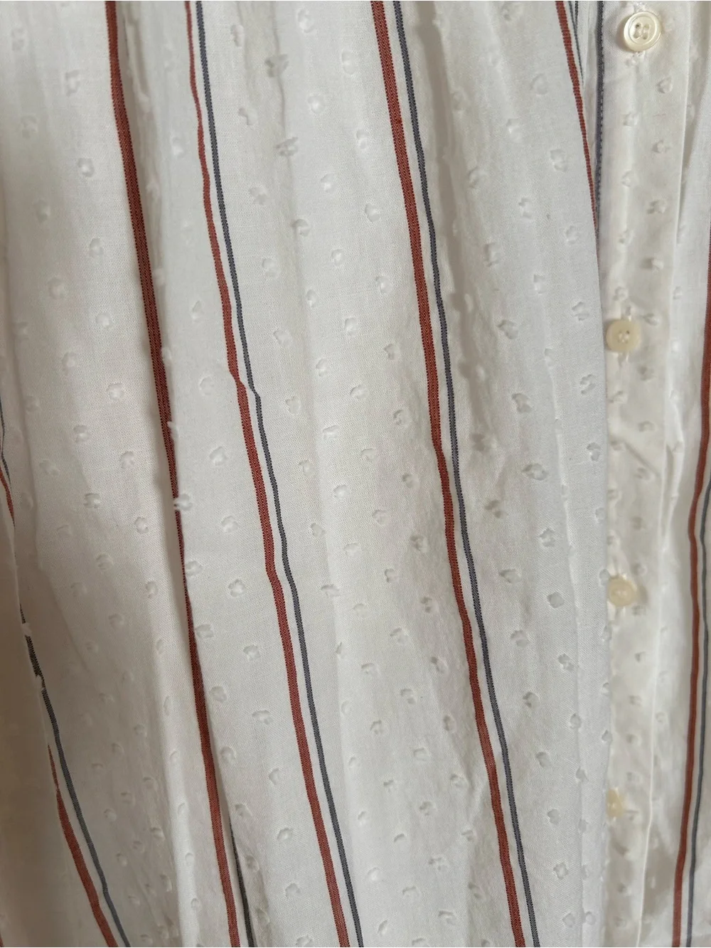 Madewell White Clip Dot Midi Shirt Dress with Blue and Rust Stripes Size Small - Picture 5 of 6